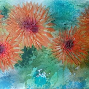 Coral Floral Symphony – Acrylic Painting on Canvas