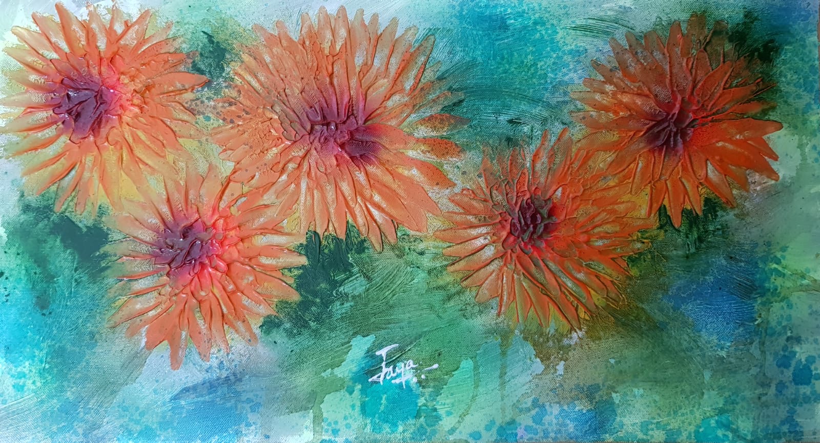 Coral Floral Symphony – Acrylic Painting on Canvas