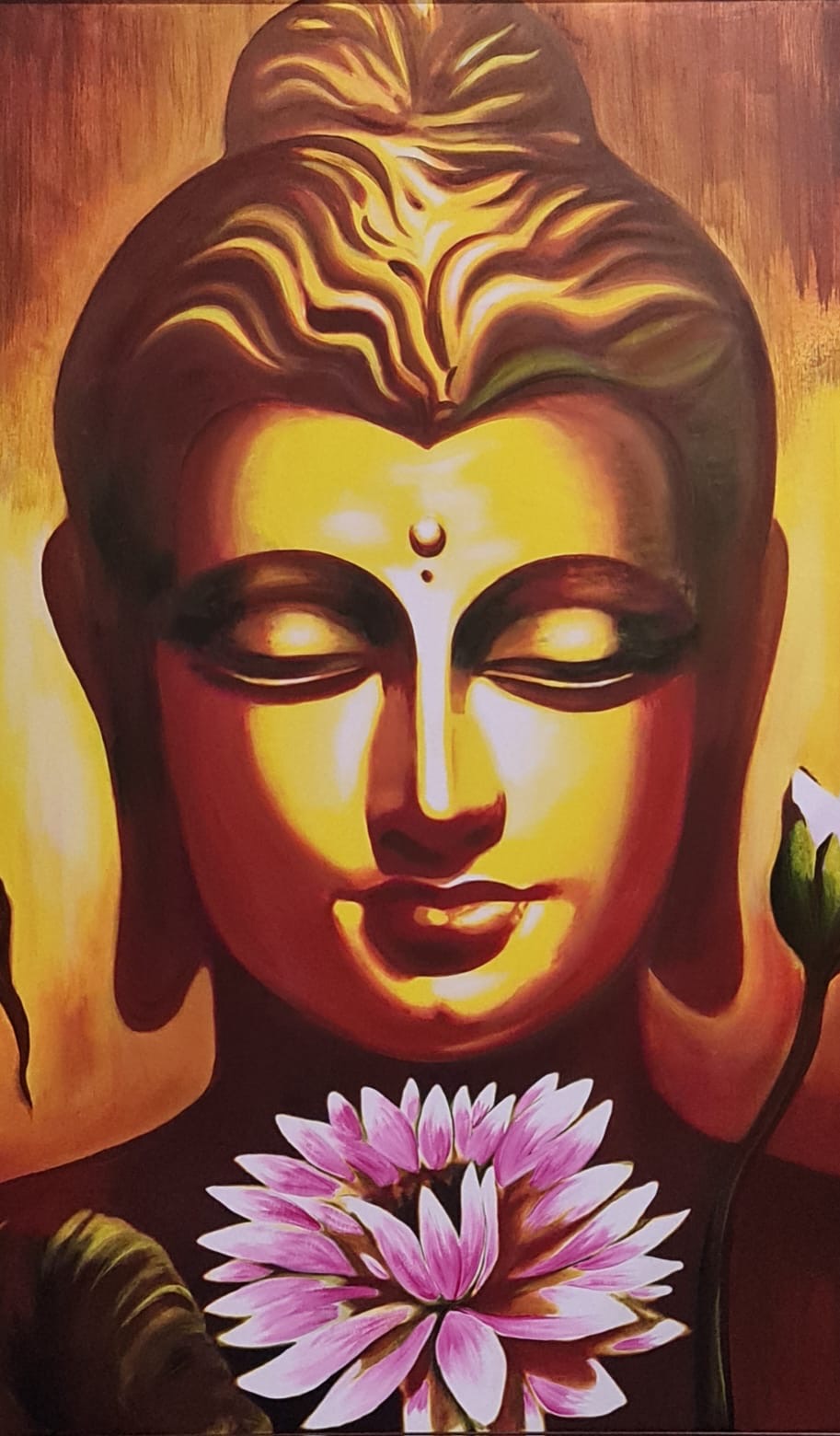 Golden Buddha Serenity – Acrylic Painting on Canvas