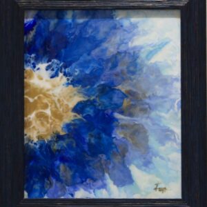Oceanic Blue Fluid Art – Acrylic on Canvas Raisin Coated